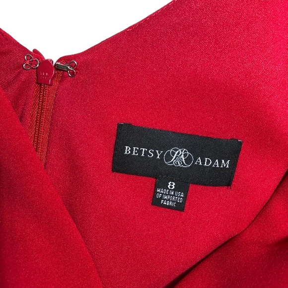 Ruby Red! Betsy & Adam Plunging Ruffled Red Gown - NWO… - Picture 5 of 16